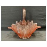 Pink Depression Glass Basket