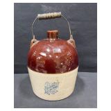 Western Stoneware Crock Jug with Wooden Handle