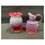 Fenton Cranberry Hobnail Lot of 2