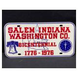 Salem Indiana Bicentennial License Plate
