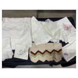 Linen Lot of Pillowcases, Doilies, & More