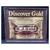 R.J. Gold Chewing Tobacco Embossed Metal Sign