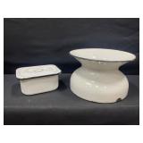 Enamelware Spittoon & Small Container with Lid