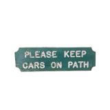 Please Keep Cars on Path Golf Course Sign