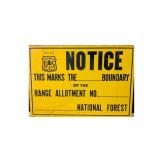 Notice US Forest Service Metal Sign