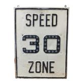 Speed Limit Cat Eye Embossed Metal Sign