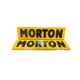 Morton Double Sided Metal Sign Lot of 2
