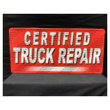 Certified Truck Repair Embossed Metal Sign