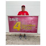 Save 4 Gasoline Prices Embossed Framed Metal Sign
