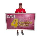 Save 4 Gasoline Prices Embossed Framed Metal Sign