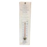 The First National Bank Pecos, TX Wood Thermometer