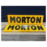 Morton Double Sided Metal Sign Lot of 2