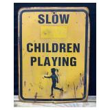 Slow Children Playing Metal Street Sign