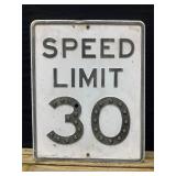 Speed Limit 30 Glass Reflector Metal Sign