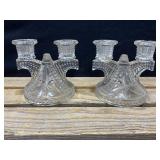 Federal Glass Double Candle Stick Holders