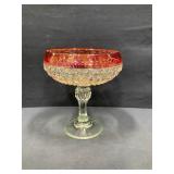 Ruby Red Trim Rim Diamond Point Candy Dish