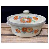 Hall Pottery Orange Poppy Casserole Dish with Lid