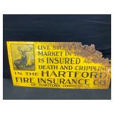 Hartford Fire Insurance Metal Embossed Sign