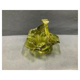 Green Glass Basket Candy Dish from Italy