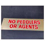 No Peddlers Metal Sign-Red Print