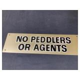 No Peddlers Metal Sign-Black Print