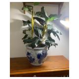 Porcelain Fishbowl Planter with Artificial Flower