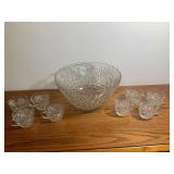 Glass Punch Bowl w/ 8 Cups