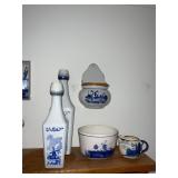 Delft Windmill Dutch Bowl Bottles Cup
