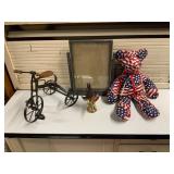 Antique Lot of Bear, Bike, & Frame