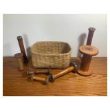 Vintage Sewing Lot & Basket