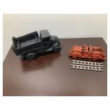 Cast Iron Fire Truck & Dump Truck