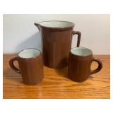 Vintage Pottery Pitcher & Mugs
