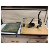 Paper Cutter, Cutting Board, Stamps, & More