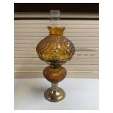 Small Table Amber Glass Oil Lamp