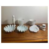 Milk Glass Lot of Perfume Bottle & More