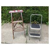 Wooden Step Ladder And Cosco Metal Stool