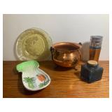 Kitchen Lot Blue Jar, Cups, Glass Plate, & More