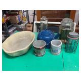 Enamel Tea Pot Mason Jar Stoneware Bowl