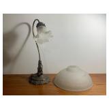 Vintage Table Top Lamp and Glass Lamp Shade