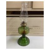 Green Glass Oil Lamp