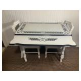 Porcelain Enamel Top Drop Leaf Table w/ Chairs