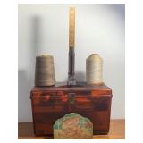Vintage Sewing Thread, Box, & Needle Book