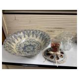 Large Blue Bowl, Glass Pumpkin, & More