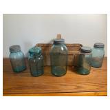Ball Mason Jar Lot of 5 w/ Basket