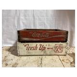 Coke and 7-UP Wood Bottle Crates Lot of 2