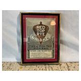 Red Top Rye Whiskey Framed Early Advertisement