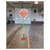 Construction Stop Slow Sign with Pedestal