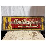 Large Dr Pepper 10-2-4 Embossed Painted Metal Sign