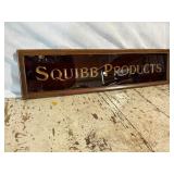 Squibb Products Reverse Painted Glass Sign