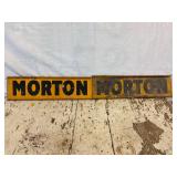 2 Morton Painted Metal Spinner Signs